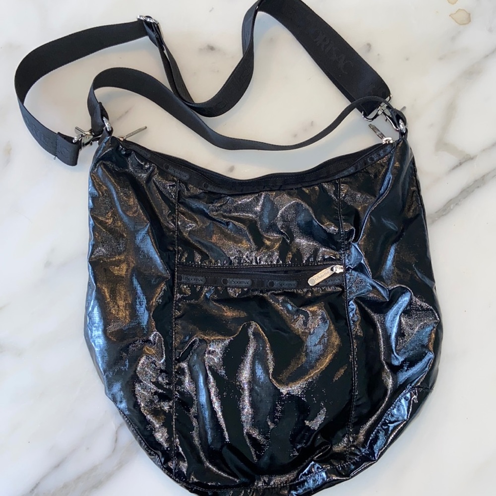 LeSportsac shiny black crossbody bag